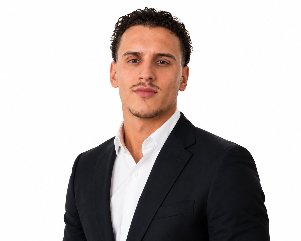 Professional headshot of a man wearing a black blazer and white shirt against a white background